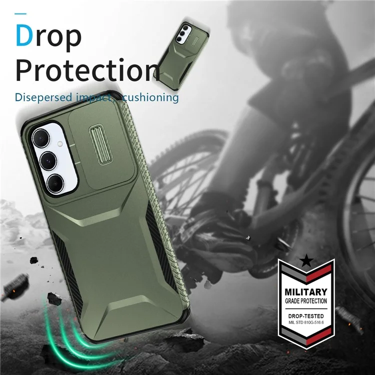 Für Samsung Galaxy A55 5G Hülle Schiebeobjektiv Cover Design TPU+PC Handyhülle - Grün