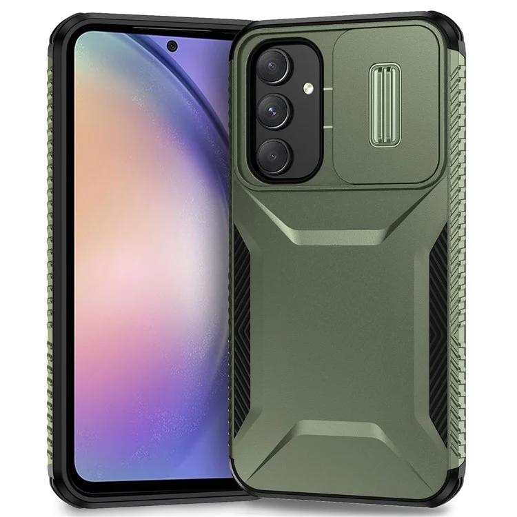 Pour Samsung Galaxy A54 5G Case TPU+PC Phone Cover avec Slide Lens Protection Design - Vert