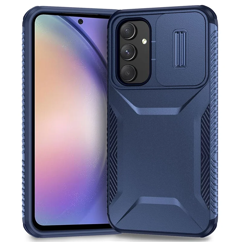 For Samsung Galaxy A54 5G Case TPU+PC Phone Cover with Slide Lens Protection Design - Blue