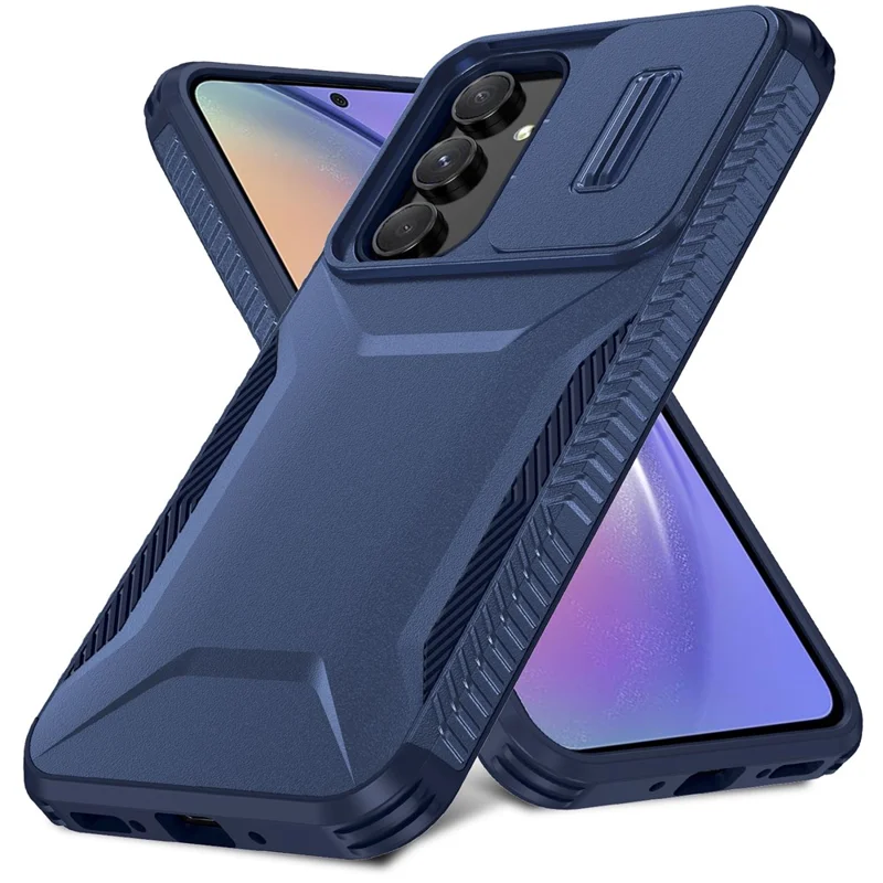 For Samsung Galaxy A54 5G Case TPU+PC Phone Cover with Slide Lens Protection Design - Blue