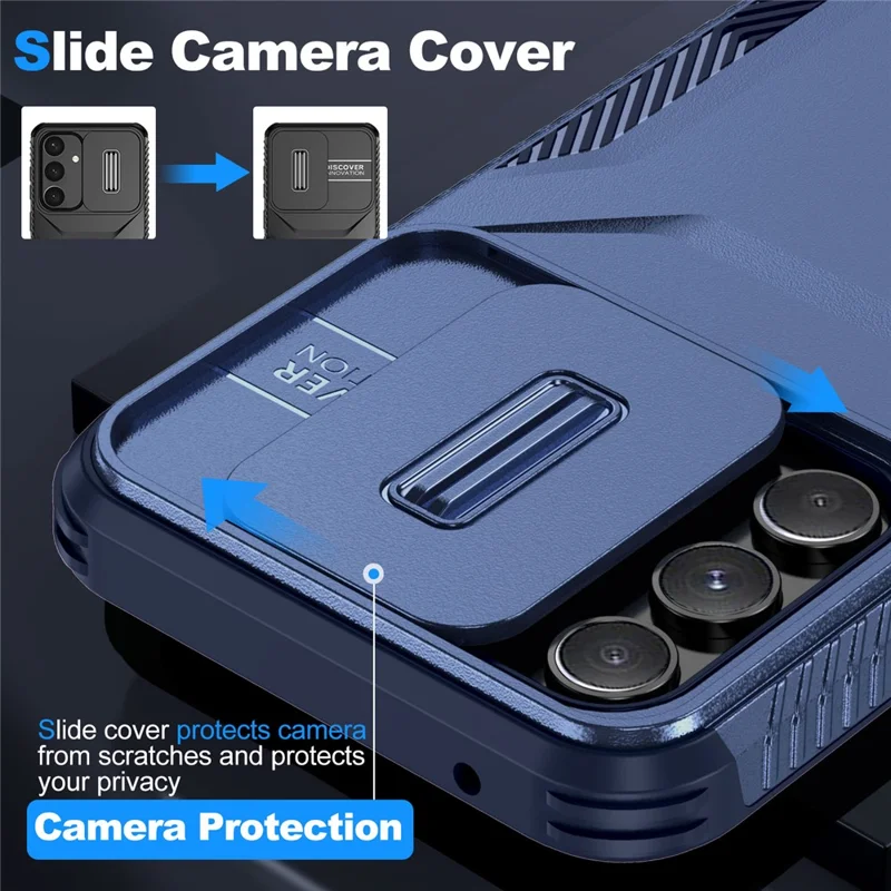 For Samsung Galaxy A54 5G Case TPU+PC Phone Cover with Slide Lens Protection Design - Blue