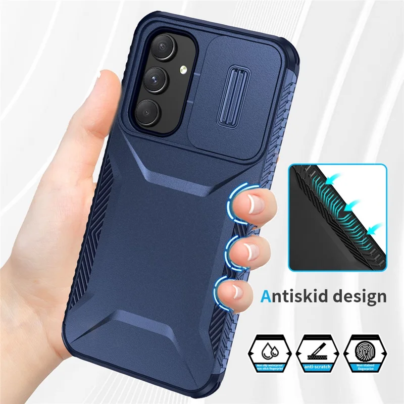 For Samsung Galaxy A54 5G Case TPU+PC Phone Cover with Slide Lens Protection Design - Blue