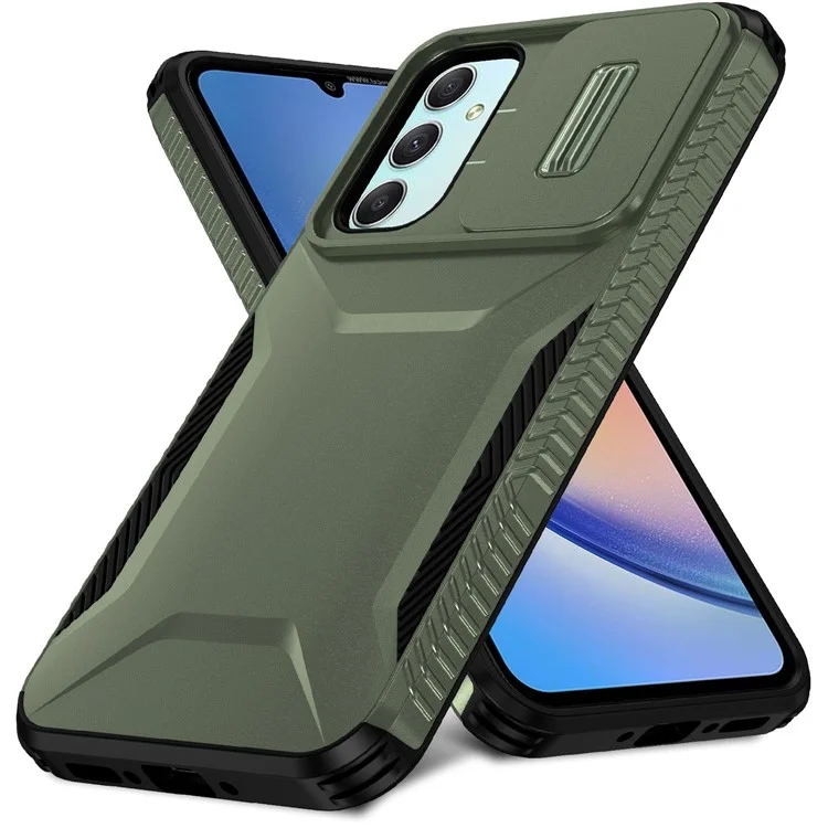 Para Samsung Galaxy A34 5G Caso Slide Lens Protection TPU+PC Rugged Phone Cover - Verde