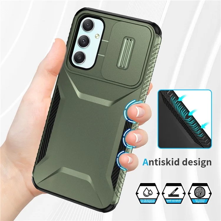 Para Samsung Galaxy A34 5G Caso Slide Lens Protection TPU+PC Rugged Phone Cover - Verde