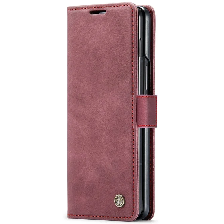 CASEME 013 Serie Per Samsung Galaxy Z Fold6 5G Supporto per telefono Custodia antiurto in pelle PU - Rosso vino