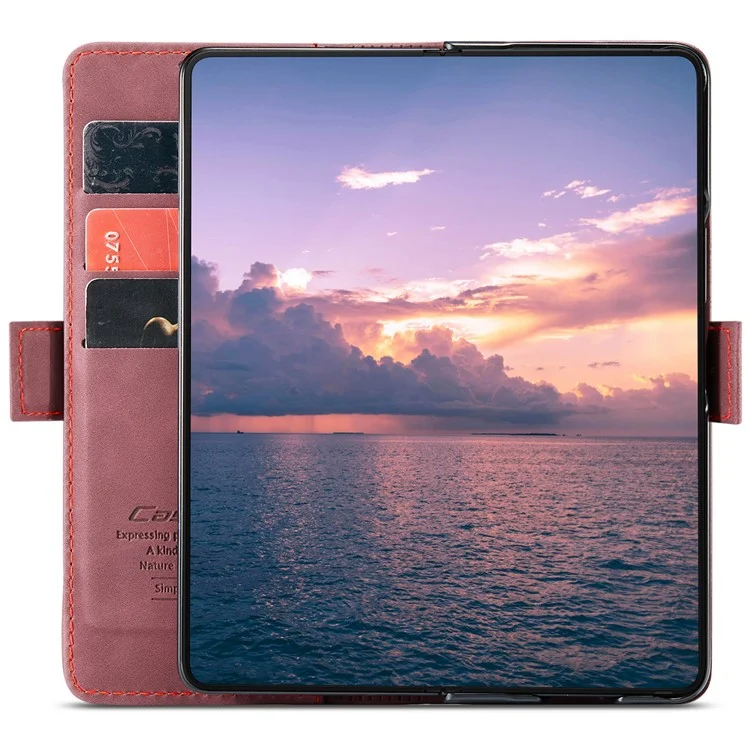 CASEME 013 Serie Per Samsung Galaxy Z Fold6 5G Supporto per telefono Custodia antiurto in pelle PU - Rosso vino