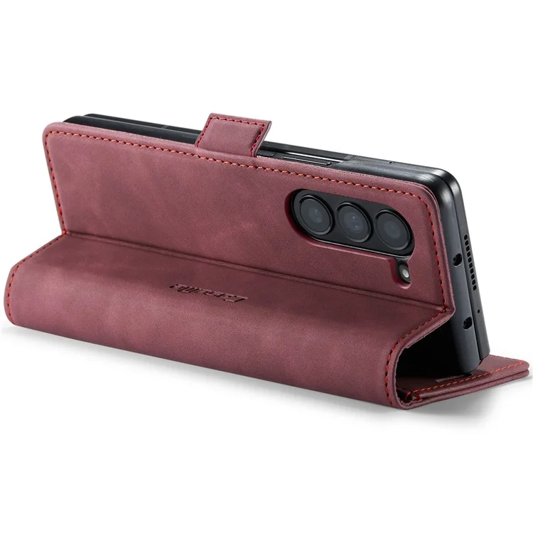 CASEME 013 Serie Per Samsung Galaxy Z Fold6 5G Supporto per telefono Custodia antiurto in pelle PU - Rosso vino