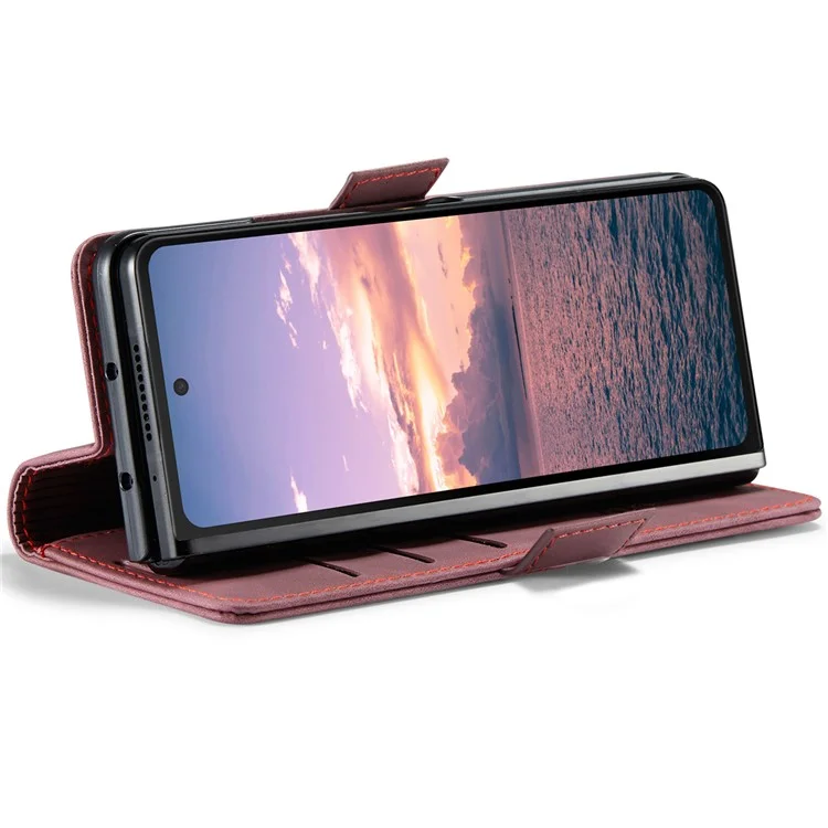 CASEME 013 Serie Per Samsung Galaxy Z Fold6 5G Supporto per telefono Custodia antiurto in pelle PU - Rosso vino