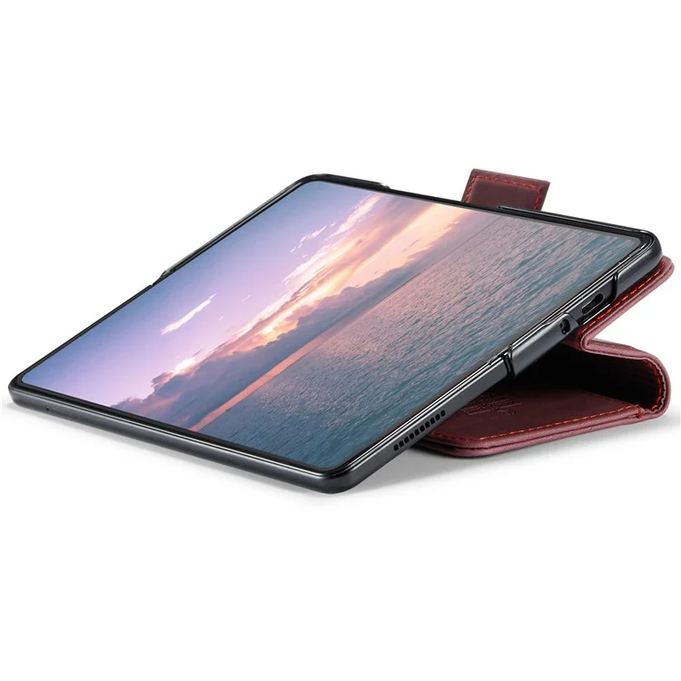 CASEME 013 Serie Per Samsung Galaxy Z Fold6 5G Supporto per telefono Custodia antiurto in pelle PU - Rosso vino