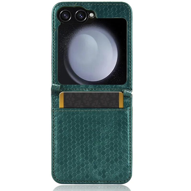 For Samsung Galaxy Z Flip7 FE 5G / Z Flip6 5G Phone Case with Card Holder Imprinted Dot Pattern Leather Phone Cover - Green