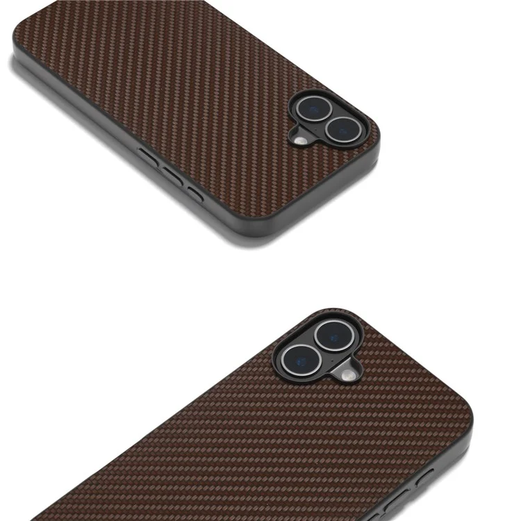 ABEEL Für iPhone 16 Case Carbon Fiber Textur PU Abgedeckt Telefon Schale - Braun