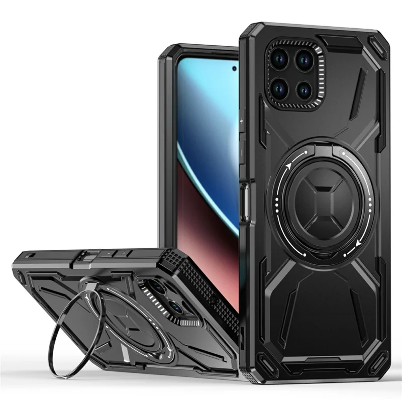 For T-Mobile REVVL 7 Case Compatible with MagSafe TPU+PC Kickstand Phone Cover - Black