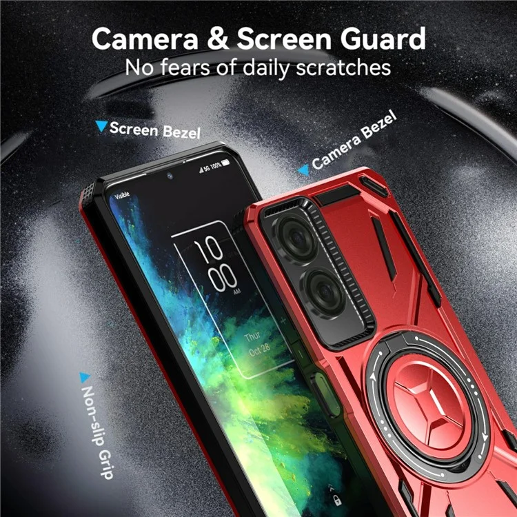 Per il caso magnetico TCL 50 SE Kickstand TPU+PC Phone Cover - Rosso