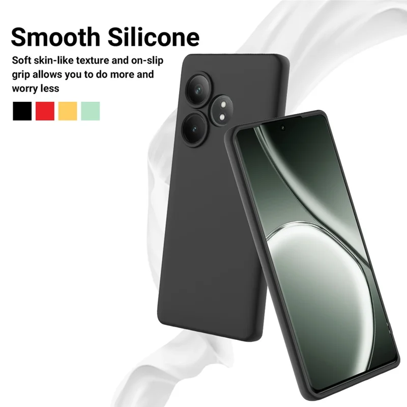 For Realme GT 6T 5G / GT 6 5G Case with Wrist Strap Liquid Silicone Phone Cover - Black
