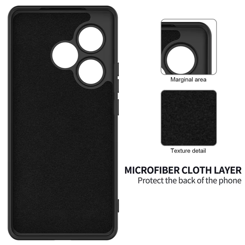 For Realme GT 6T 5G / GT 6 5G Case with Wrist Strap Liquid Silicone Phone Cover - Black