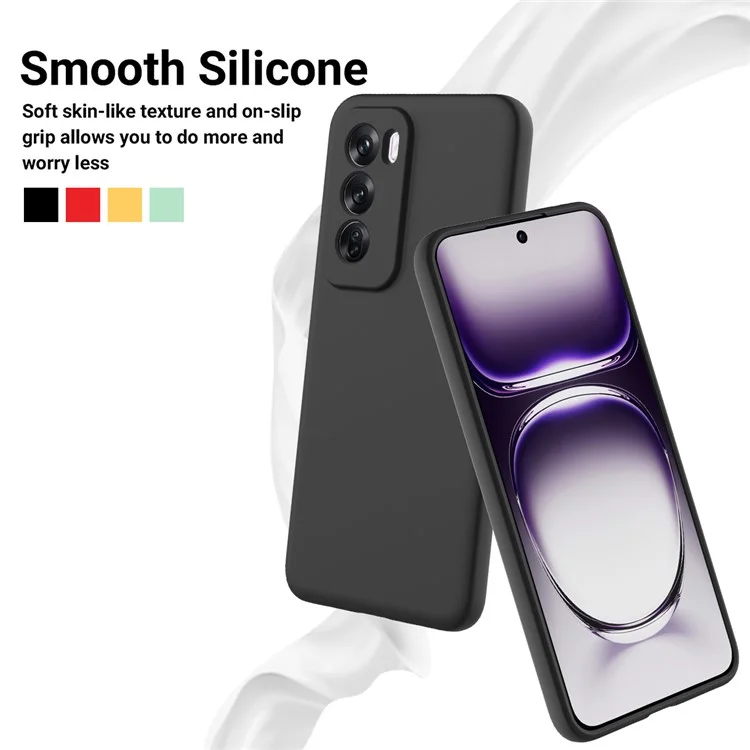 Para o Oppo Reno12 5G (Global) Capa Protetora Líquida de Silicone Capa do Telefone com Alça de Pulso - Preto