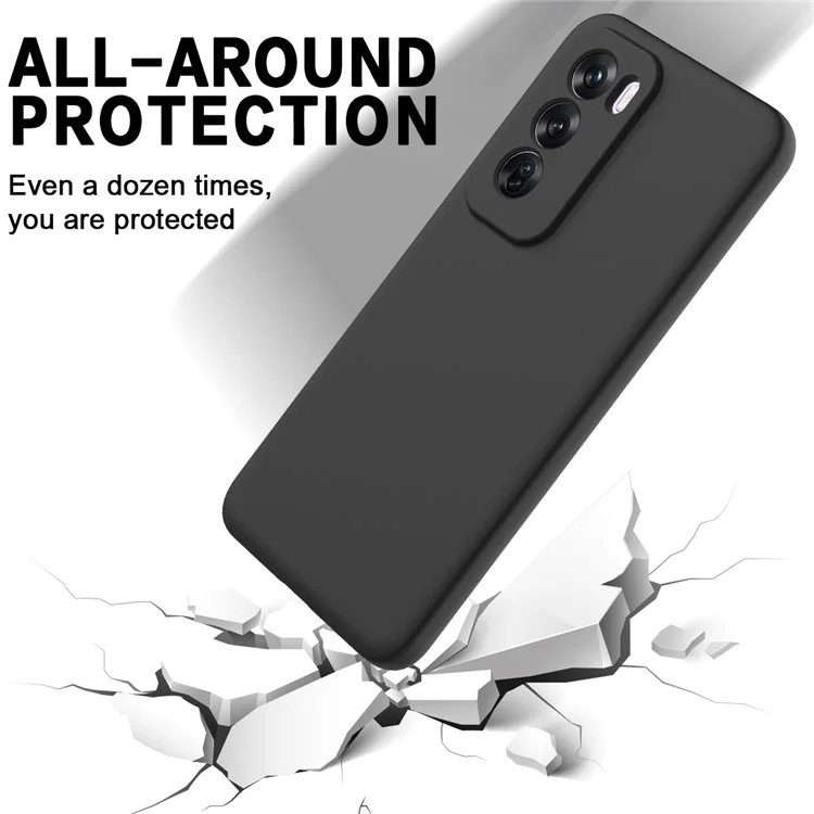 Para o Oppo Reno12 5G (Global) Capa Protetora Líquida de Silicone Capa do Telefone com Alça de Pulso - Preto