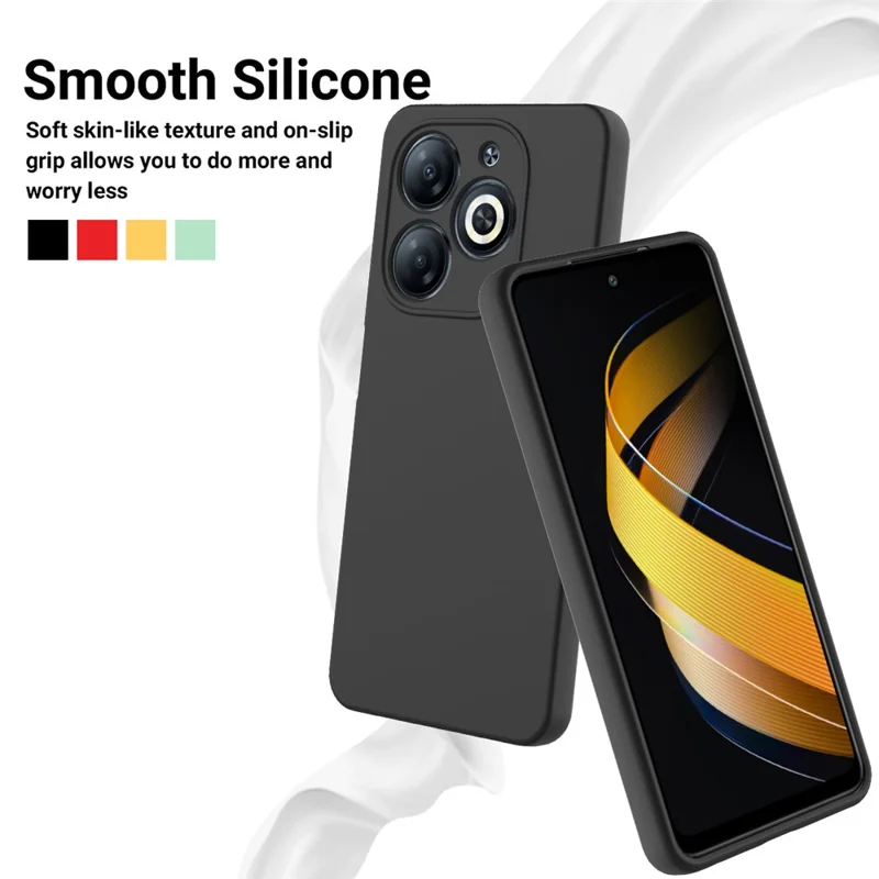Für Infinix Smart 8 HD 4G / 8 Pro 4G Flüssigsilikonfallschutzgehäuse mit Handgelenkschlaufe - Schwarz