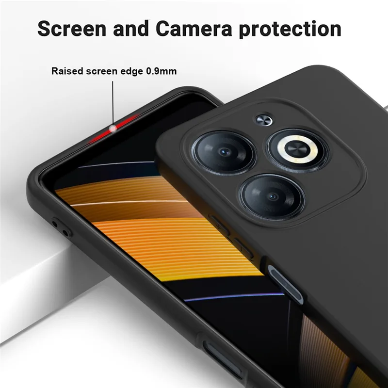 Für Infinix Smart 8 HD 4G / 8 Pro 4G Flüssigsilikonfallschutzgehäuse mit Handgelenkschlaufe - Schwarz