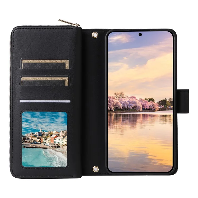 Étui Portefeuille Zipper Stand View Cuir Pour Samsung Galaxy A55 5G - Noir