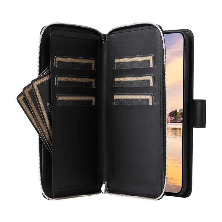 Étui Portefeuille Zipper Stand View Cuir Pour Samsung Galaxy A55 5G - Noir