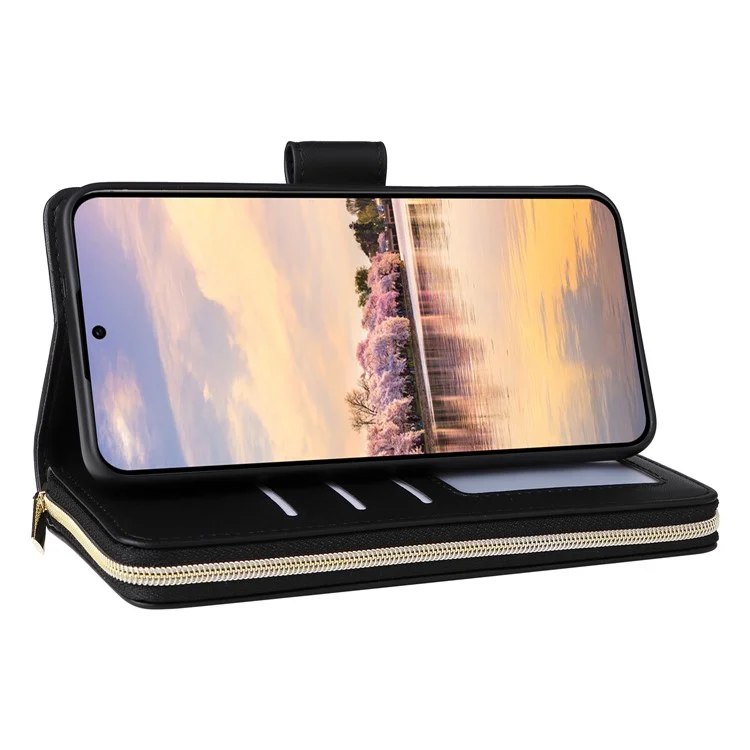 Étui Portefeuille Zipper Stand View Cuir Pour Samsung Galaxy A55 5G - Noir