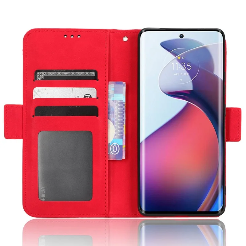 For Motorola Moto S30 Pro 5G / Edge 30 Fusion 5G PU Leather Multiple Card Slots Case Foldable Stand Wallet Phone Drop-proof Cover - Red