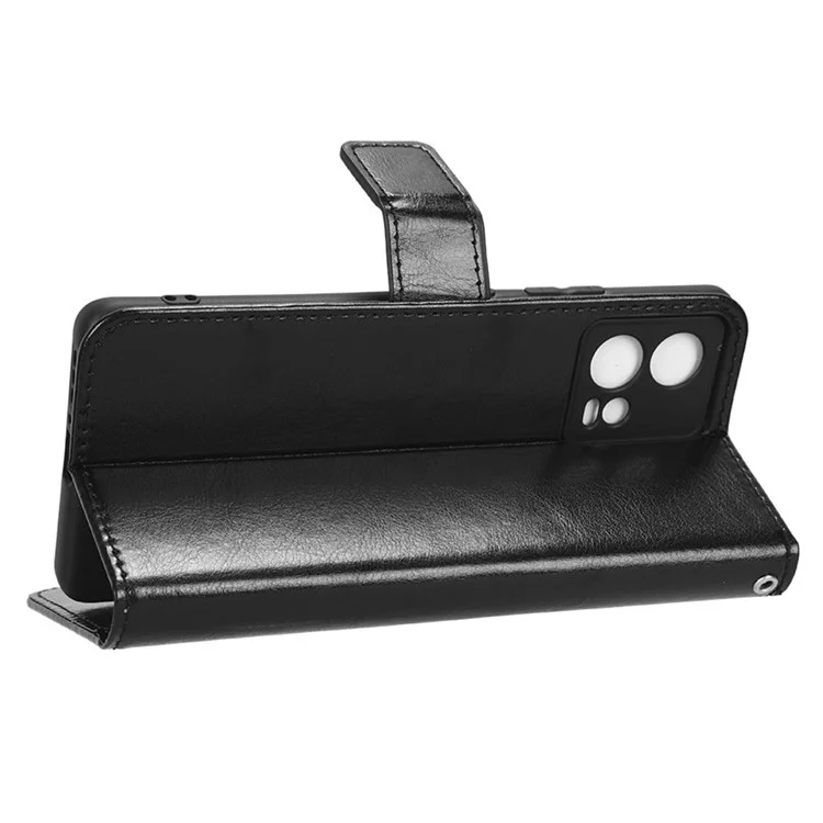 Für Motorola Moto S30 Pro 5G / Edge 30 Fusion 5G Crazy Horse Texture Vollschutz PU-Lederhülle Handyständer Brieftasche Abdeckung - Schwarz