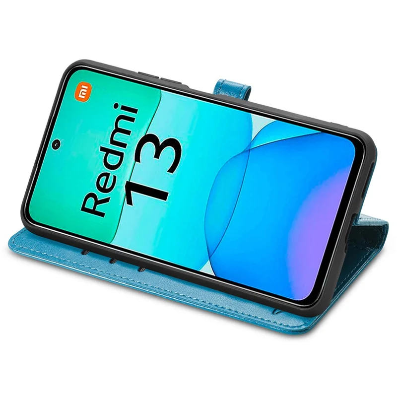For Xiaomi Redmi 13 5G / 13 4G Case Cat Dog Imprint Leather Flip Phone Cover - Blue