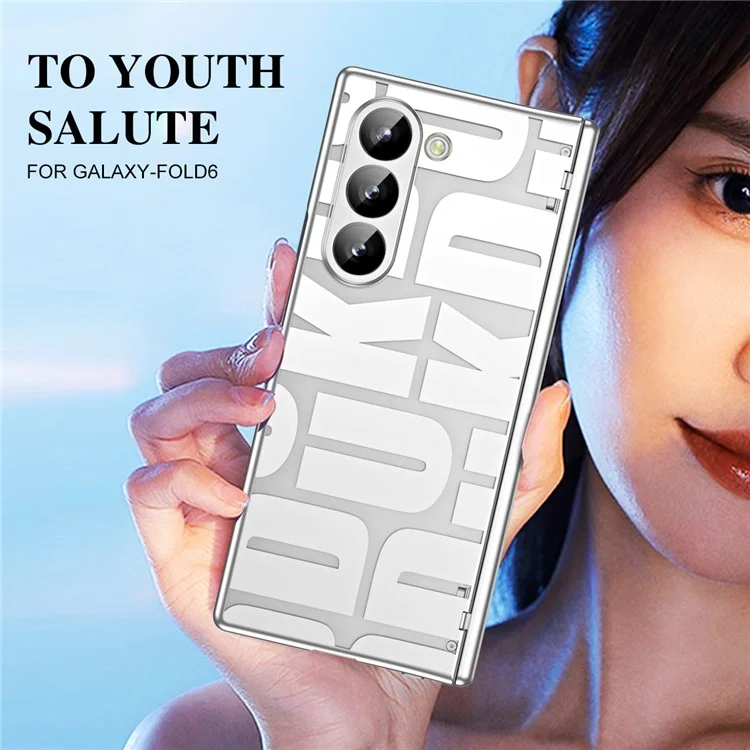 Для Samsung Galaxy Z Fold6 5G Чехол Electroplating PC Phone Cover с закалённой стеклянной плёнкой - Серебристый
