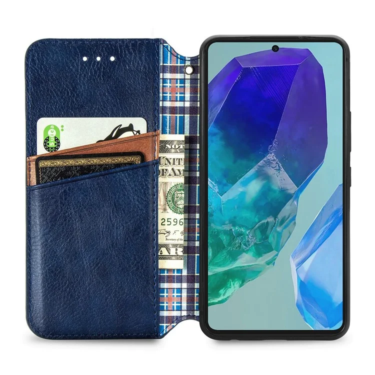Para Samsung Galaxy M55 5G / C55 5G / F55 5G Funda Piel Rombo Folio Flip Tapa del teléfono - Azul