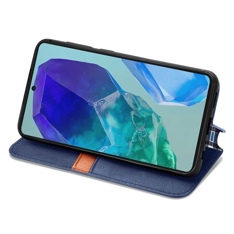 Para Samsung Galaxy M55 5G / C55 5G / F55 5G Funda Piel Rombo Folio Flip Tapa del teléfono - Azul