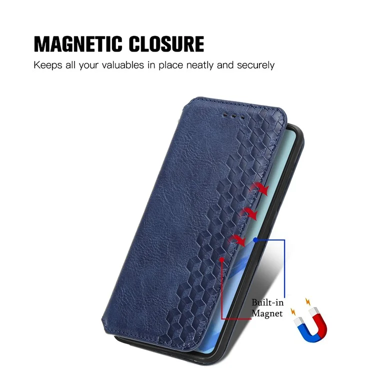 Para Samsung Galaxy M55 5G / C55 5G / F55 5G Funda Piel Rombo Folio Flip Tapa del teléfono - Azul