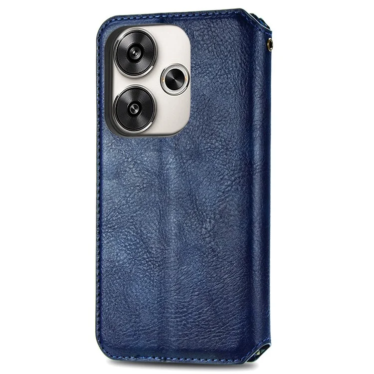 Per Xiaomi Redmi Turbo 3 5G / Poco F6 5G Custodia Pelle Forte Copertura Magnetica del Telefono Impresso Rombo - Blu
