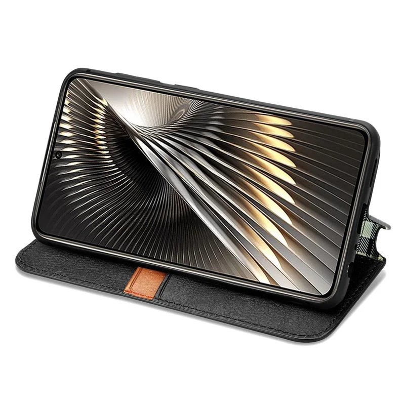 For Xiaomi Redmi Turbo 3 5G / Poco F6 5G PU Leather Case Rhombus Imprint Wallet Stand Phone Cover - Black