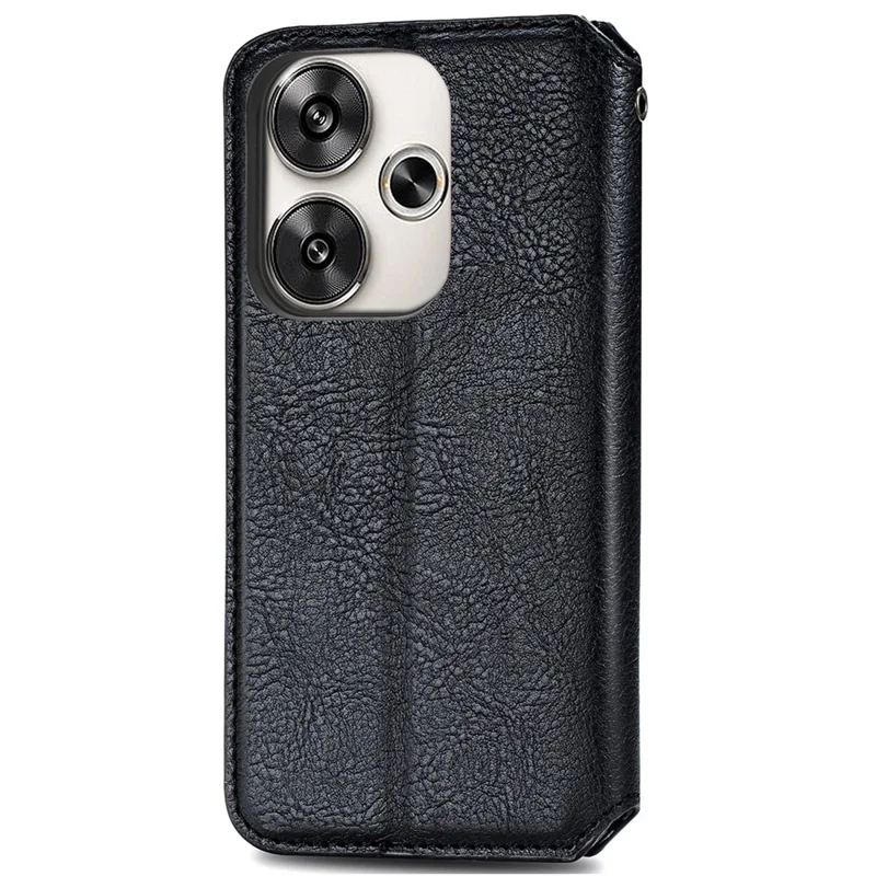 For Xiaomi Redmi Turbo 3 5G / Poco F6 5G PU Leather Case Rhombus Imprint Wallet Stand Phone Cover - Black