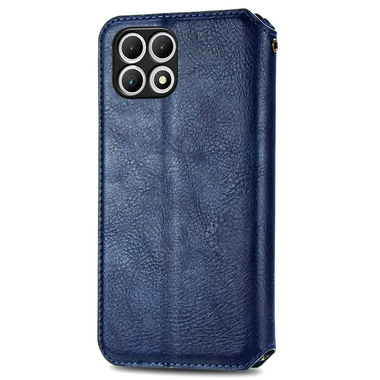 Para el caso de T-Mobile REVVL 7 Soporte de tarjeta de pie Funda de teléfono de cuero Impreso Rombo - Azul