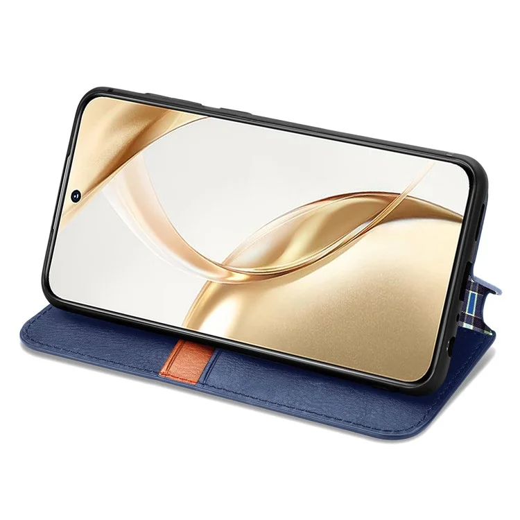 Чехол For Honor 200 5G Rhombus Strong Magnetic Leather Phone Cover Card Holders Stand - Blue