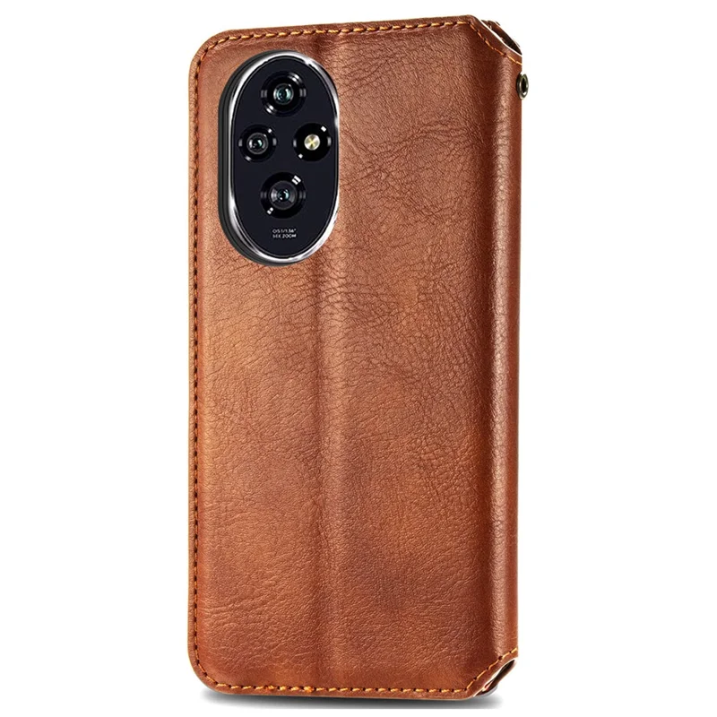 For Honor 200 Pro 5G PU Leather Case Rhombus Imprint Wallet Stand Phone Cover - Brown
