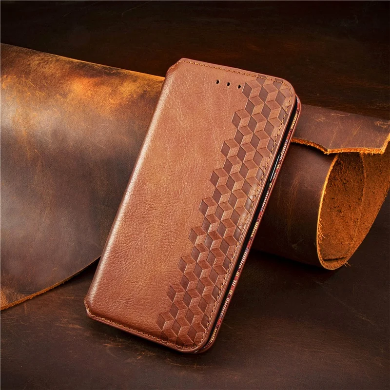For Honor 200 Pro 5G PU Leather Case Rhombus Imprint Wallet Stand Phone Cover - Brown