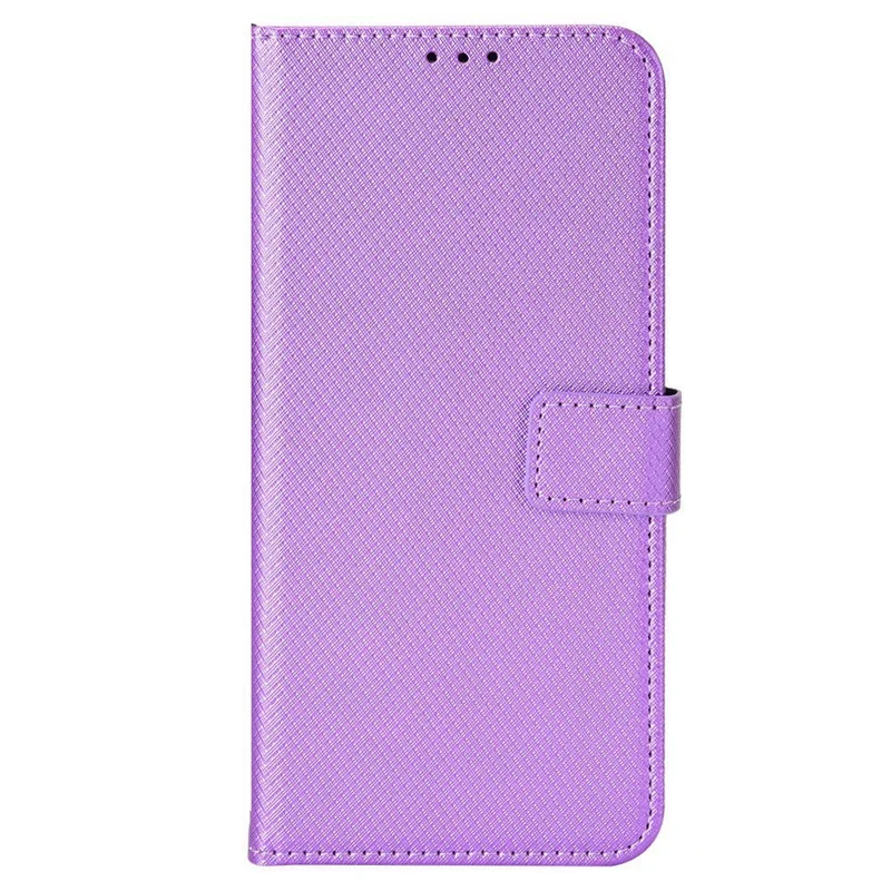 For Motorola Moto S30 Pro 5G / Edge 30 Fusion 5G Diamond Texture Phone Wallet Shockproof Shell PU Leather Stand Case with Wrist Strap - Purple