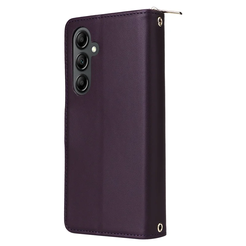 R20 Para Samsung Galaxy 14 5G Case Zipper Wallet PU Leather Stand Phone Cover - Roxo Escuro