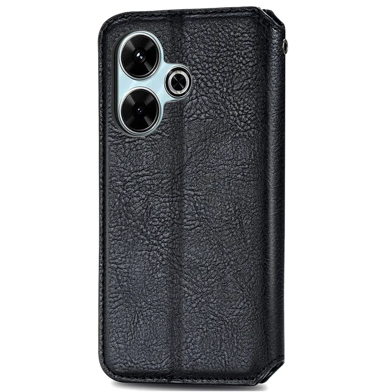 For Xiaomi Redmi 13 5G / 13 4G PU Leather Case Rhombus Imprint Wallet Stand Phone Cover - Black