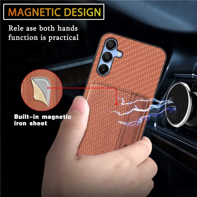 Für Samsung Galaxy A35 5G-Hülle Carbon Fiber Texture Leather Back Phone Cover Kickstand Card Slots - Grün