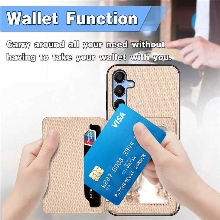 Für Samsung Galaxy A35 5G-Hülle Carbon Fiber Texture Leather Back Phone Cover Kickstand Card Slots - Grün