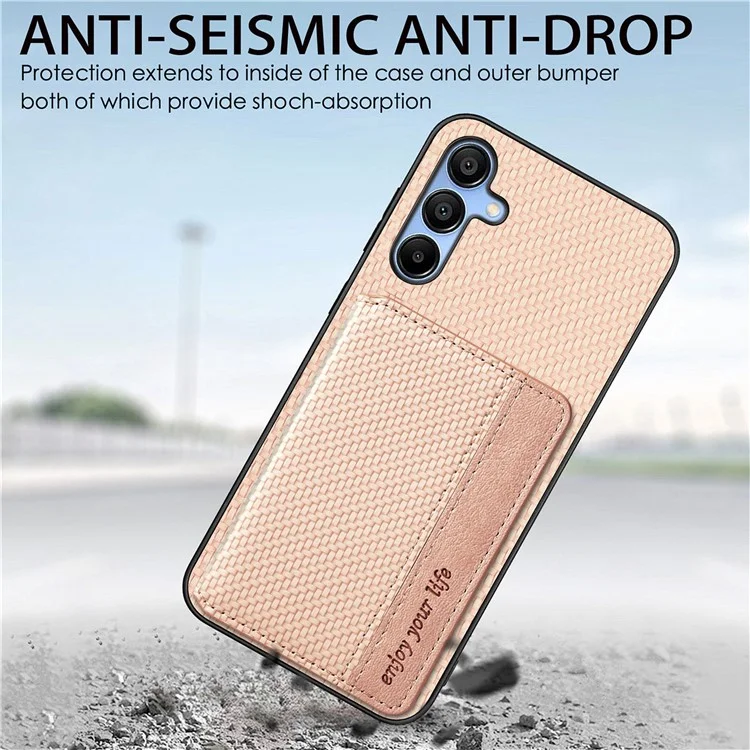 Für Samsung Galaxy A35 5G-Hülle Carbon Fiber Texture Leather Back Phone Cover Kickstand Card Slots - Grün
