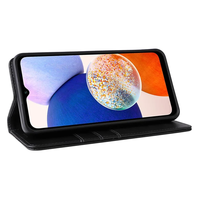 For Samsung Galaxy A15 4G / 5G Case RFID Blocking PU Leather Stand Phone Cover - Black