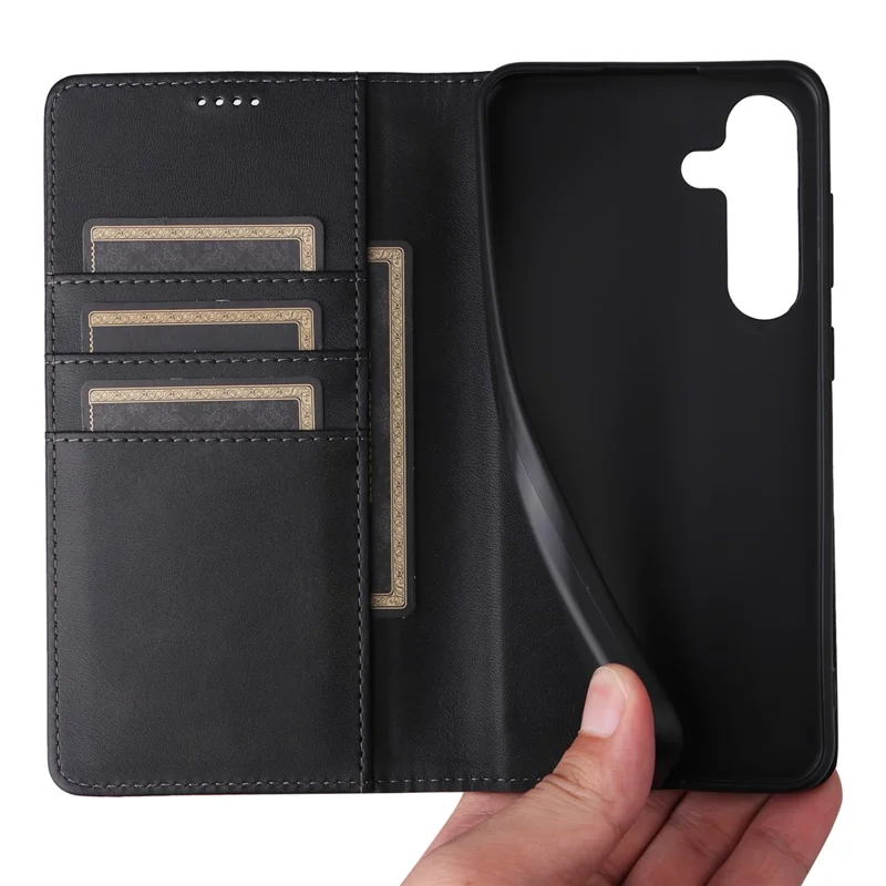 For Samsung Galaxy A15 4G / 5G Case RFID Blocking PU Leather Stand Phone Cover - Black