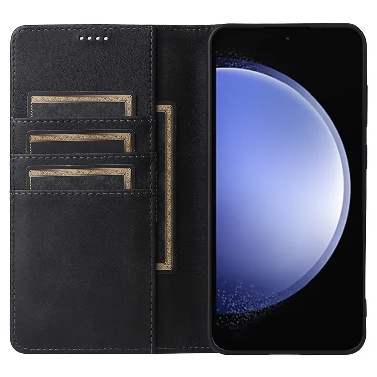 For Samsung Galaxy S23 FE Leather Phone Case with RFID Blocking Wallet - Black