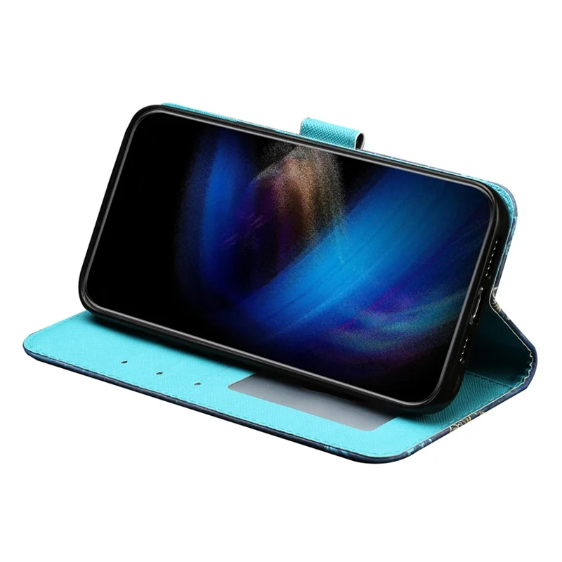 For iPhone 16 Leather Case Flip Wallet Phone Cover Magnetic Clasp 3D Pattern Printed - Starry Sky
